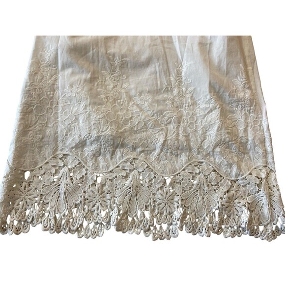 Madewell White Off‎ Shoulder Embroidered Cotton Dress Sz S Boho Lace Hem Summer - Picture 8 of 11